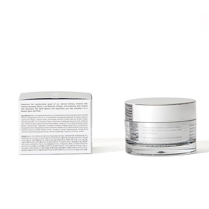 GLASS SKIN 14Days Miracle Retinol Night Cream 1.69oz - Korean Skincare Retinol for Face and Neck - Collagen, Centella - Anti aging Skin Cream, Moisturizer Face Cream (Unscented, with Spatula)