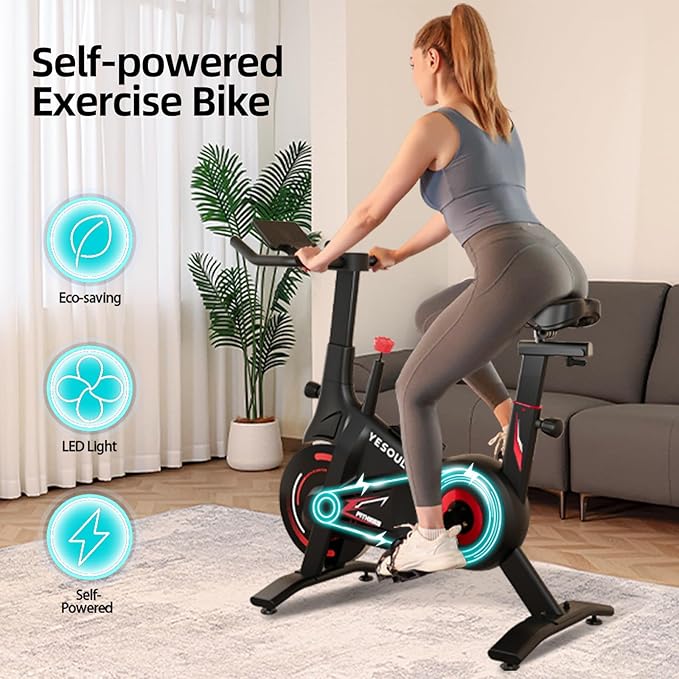 YESOUL Exercise Bike for Home – Stationary Bike with Stable Triangle Frame, Silent Magnetic Resistance, 300 lbs Capacity, Dual-Stage Drive & Alloy Flywheel, Smart APP with Scenic & Live Classes