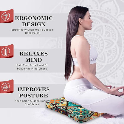 Mandala Meditation Cushion, Boho Meditation Mat, Meditation Pillows for Sitting on Floor, Cushions for Sitting in Home and Outdoor, Square Floor Pillows Cushion Seating for Yoga 22'' X 22''