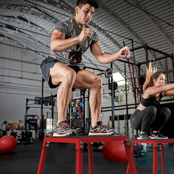 Metal Plyometric Jumping Box,12/18/24/30 Inch Steel Plyo Box Set for Fitness Exercise Home Gym,Single/Set