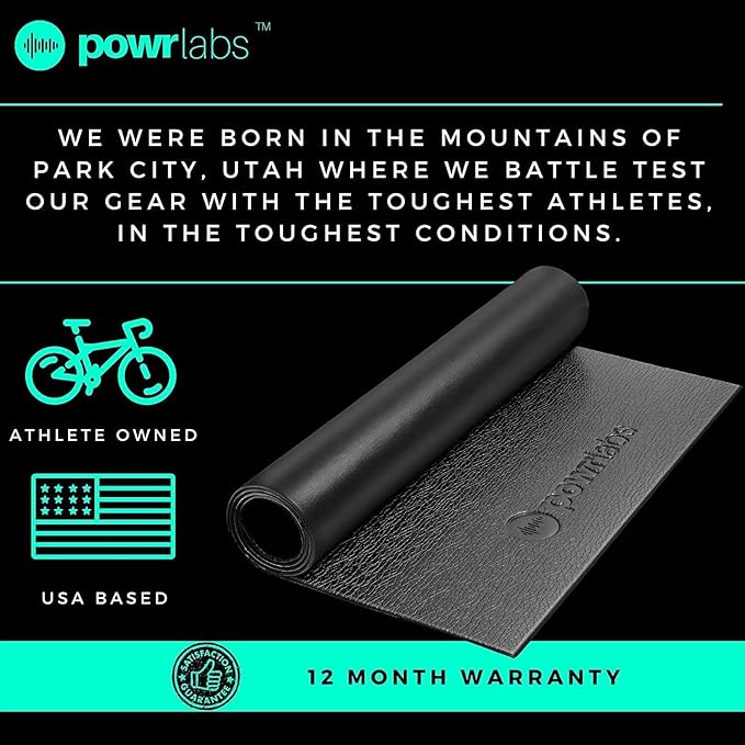 Powr Labs Bike Mat Compatible with Peloton, Treadmill, Exercise Equipment, Elliptical, Walking Pad, Indoor Bike Trainers, Home Gym Workout - Protects Hardwood Floors and Carpet