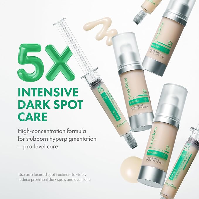 Easydew DW-EGF Melatoning Ampoule 5X - Hydrating Dark Spot Serum with Niacinamide & Glutathione for Uneven Skin - Fast Absorbing Day & Night Ampoule Korean Skin Care (Pump 0.27 fl oz, EGF 5X)