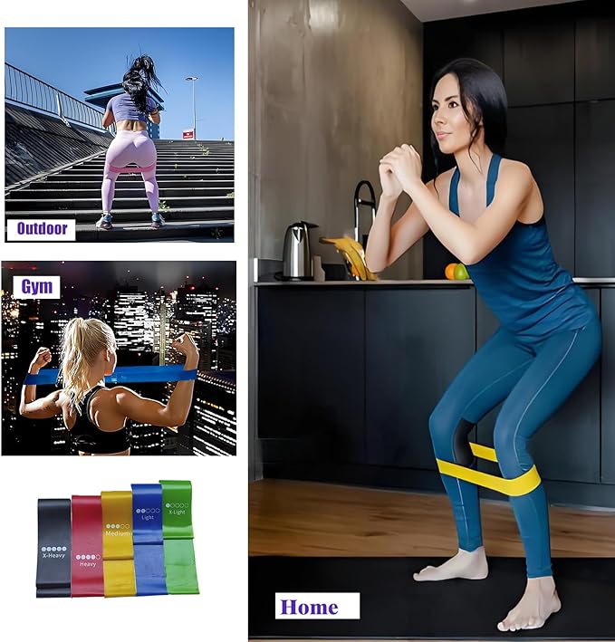 5 Resistance Levels Resistance Bands Set,Resistance Bands for Men Women Body Stretching, Crossfit Training, Home Workout, Physical Therapy, Leg Strength Training, Rehab, Yoga