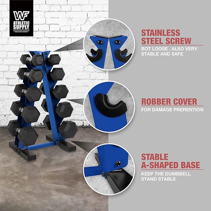 WF Athletic Supply Dumbbell Rack, 5-Tier A-Frame Dumbbell Rack for Dumbbell Storage, Color Options Available in Black/White/Green/Yellow/Red/Pink/Orange & Blue