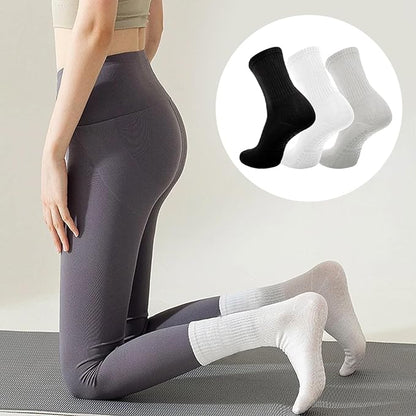3 Pairs Non Slip Yoga Socks for Women Anti-skid Long Socks for Yoga, Barre, Ballet, Dance, Barefoot Workout Gym