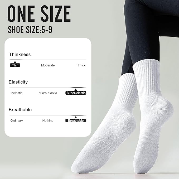3 Pairs Non Slip Yoga Socks for Women Anti-skid Long Socks for Yoga, Barre, Ballet, Dance, Barefoot Workout Gym