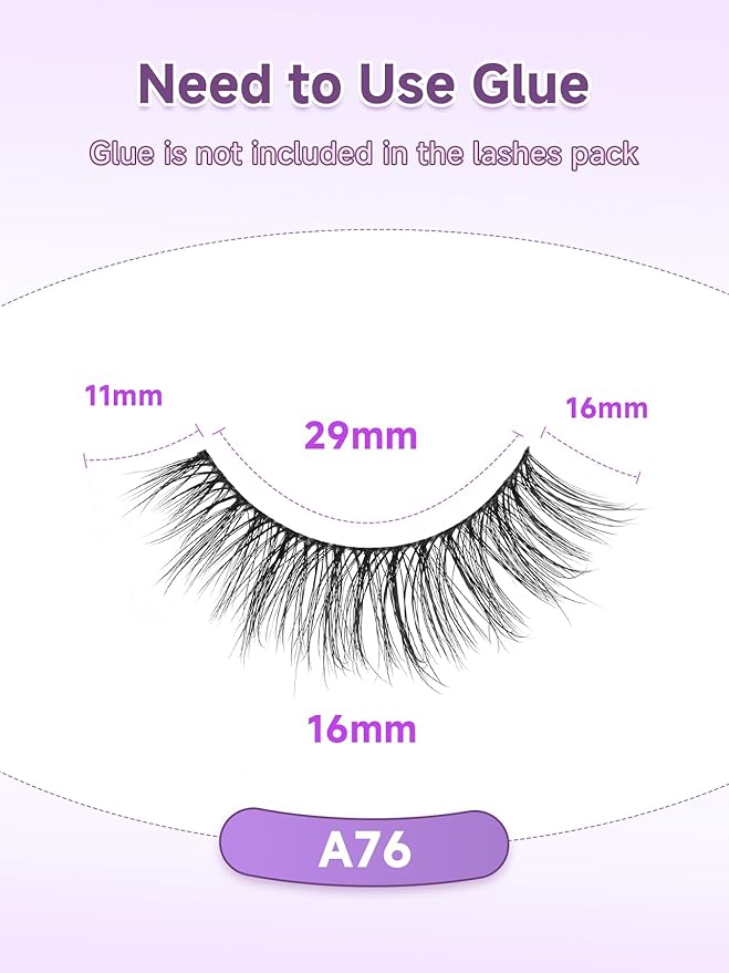 Cat Eye Lashes Natural Eyelashes 16MM False Eyelashes Wispy with Thin Band 3D Volume False Lashes Soft Lash Strips C Curl Fake Lash 7 Pair EVENTILL