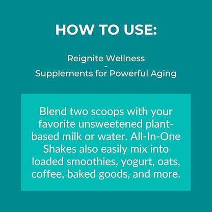 Reignite Wellness by JJ Virgin | Chocolate Plant-Based All-in-One Shake | New & Improved Formula | Plant Protein Powder, Vitamins, Minerals, Greens & Aminos | 20g of Plant Protein | 30 Servings