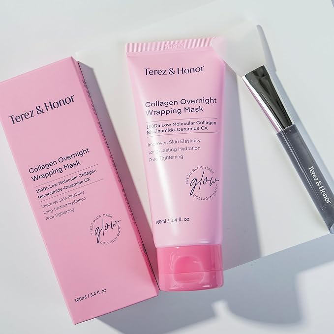 TEREZ & HONOR Collagen Night Wrapping Peel Off Mask: Korean Face Mask for Elasticity, Hydrating & Glow - 100Dalton Smallest Molecular Collagen for Glass Skin - Dermatologist Tested 3.4 FL OZ