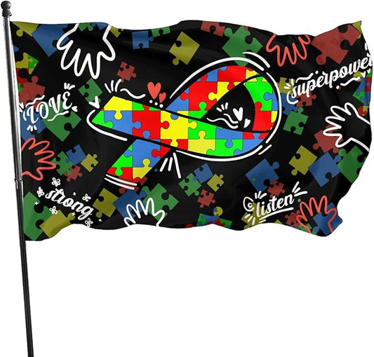 Autism Awareness Flag 3x5 Ft Fade Proof Outdoor Indoor With Metal Grommets Autism Awareness Banner Home House Garden Yard Decorative Sign
