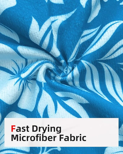 Abahub Surf Poncho Men & Women Towel Poncho Adult with Hood, Thick Quick Dry Changing Poncho Towel, Microfiber Wearable Cover Up for Surfing Beach Swim - Absorbent Changing Towel L (Blue Flower)