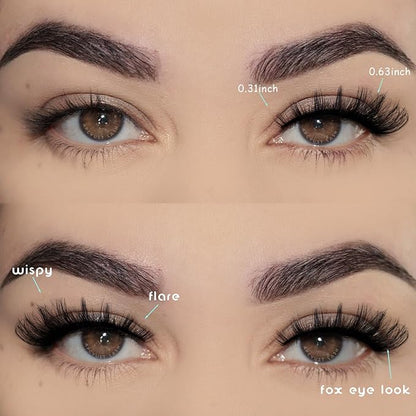 Cat Eye Lashes Natural Fox Eyelash Wispy Russian Strip Eyelashes 10 Pairs D Curl Fake Fairy Lash Strips Fluffy Spiky Cateye Lashes Wispies False Eyelash Foxy Look (Fox Eyelashes | 8-16mm)