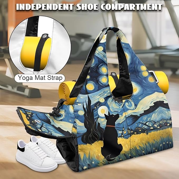 Yoga Mat Bag for Women Men Large Carryall Tote with Adjustable Shoulder Strap for Gym Yoga Travel Pilates Office