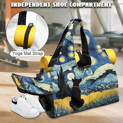 Yoga Mat Bag for Women Men Large Carryall Tote with Adjustable Shoulder Strap for Gym Yoga Travel Pilates Office