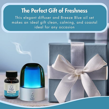 G's Breeze Smart Aroma Diffuser with 60ml Breeze Blue Scent Refill – Bluetooth & Wi-Fi App Control - LED Lighting, Adjustable Intensity - Long-Lasting Fresh Aquatic Fragrance for Home or Office