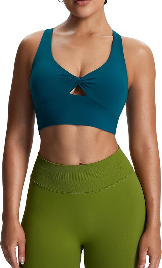 Aoxjox Women's Workout Sports Bras Twist Front Fitness Training Gym Bra Yoga Crop Lola Tank