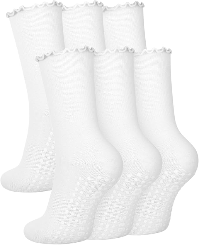 3/6 Pairs Grip Pilates Socks for Women, Non-slip Yoga Athletic Socks for Barre Ballet Barefoot Workout Hospital