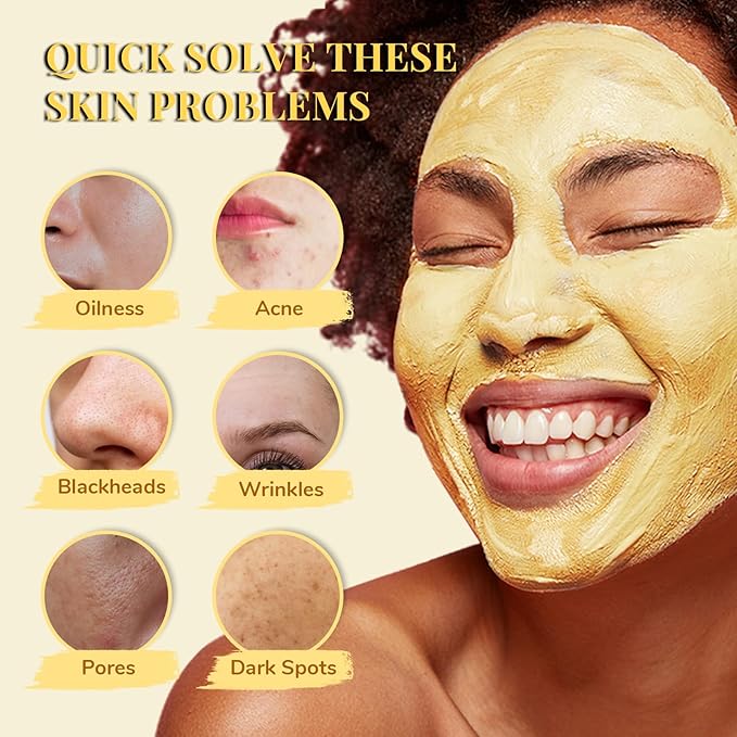 ANAI RUI Christmas Face Mask Gift Set, Turmeric Clay Mask - Green Tea Clay Mask - Dead Sea Minerals Mud Mask, Spa Facial Mask Set, Face Mask Gift Set 2.5 oz each