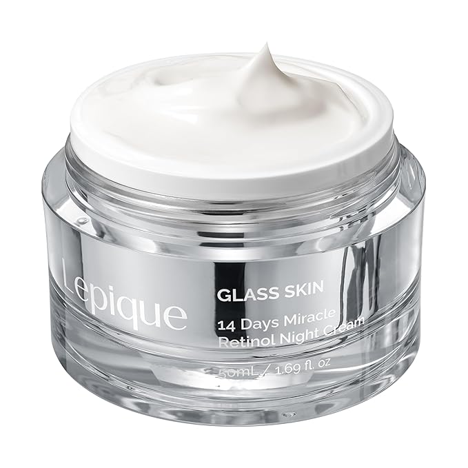 GLASS SKIN 14Days Miracle Retinol Night Cream 1.69oz - Korean Skincare Retinol for Face and Neck - Collagen, Centella - Anti aging Skin Cream, Moisturizer Face Cream (Unscented, with Spatula)