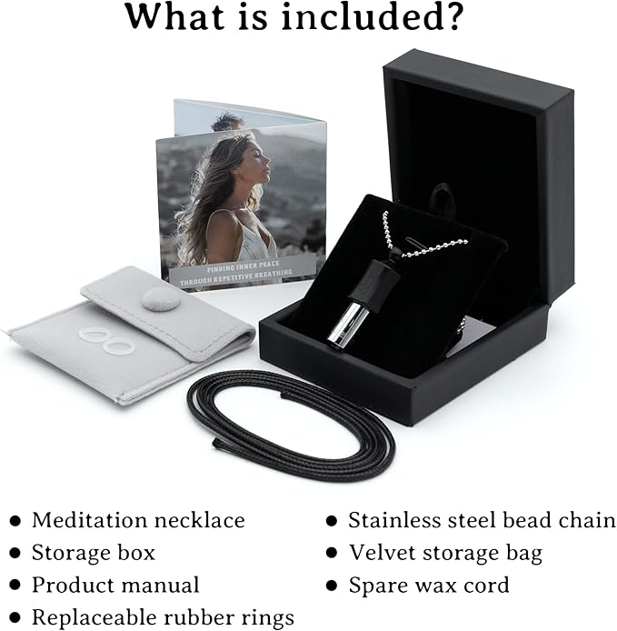 528Hz Breathing Meditation Necklace - Anxiety Relief Whistle, Stress Reduction & Mindfulness Tool for Focus, Calm Breathing - Black Bass Clef Whistle
