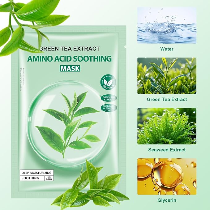 Tea Tree Facial Mask for Women,Hydrating Face Mask Sheet Home SPA,Moisturizing Face Sheet Mask for Dry, Oily,Sensitive Skin 30ml（5Pack）