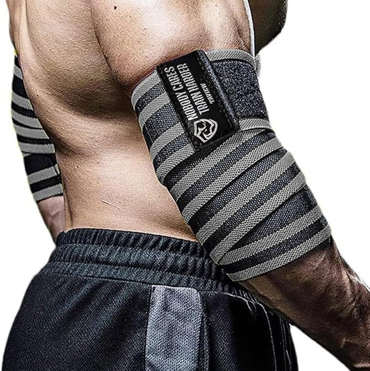 TAVIEW Elbow Wraps for Weightlifting (1 Pair), 47" Elastic Elbow Support & Compression Powerlifting, Fitness, Cross Training & Gym Workout - Elbow Straps for Weight Lifting