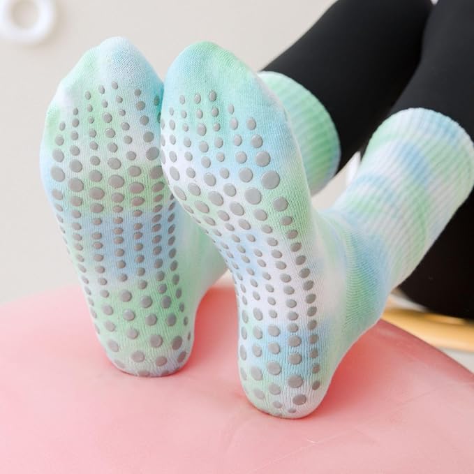 3/6 Pairs Cute Pilates Socks with Grips,Yoga Socks Barre Sock Non Slip Embroidery for Barre Ballet Barefoot Workout