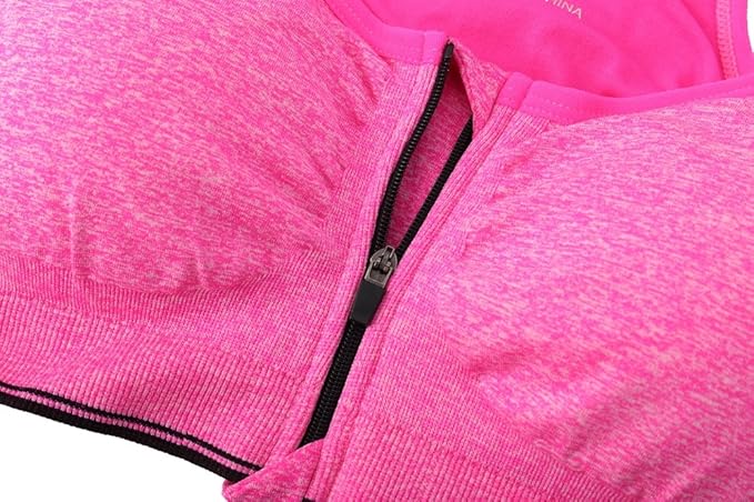 Women's Zipper Front Closure Sports Bra Racerback Yoga Bras