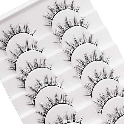Losha Manga Lashes Fluffy Faux Mink Lashes Natural Look 10 Pairs Asian False Eyelashes Pack Look Like Individual Clusters (NO.393)