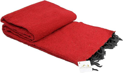 Open Road Goods Solid Color Mexican Yoga Blanket – Large Handwoven Throw for Yoga, Beach, Camping or Home – Soft and Durable Cotton Blend