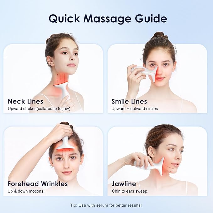Facial & Neck Massager – Skin Firming, Wrinkle Reducer & Sculpting Tool | Portable LED Light Therapy for Face & Neck Care