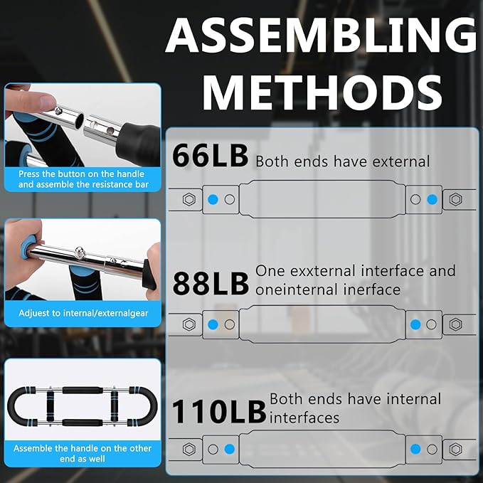 Twister Arm Exerciser, 66-110lb Adjustable Bar, Twister Arm Trainer Chest Shoulder Arm Workout Equipment, Portable Detachable Upper Body Fitness Machine for Home & Gym