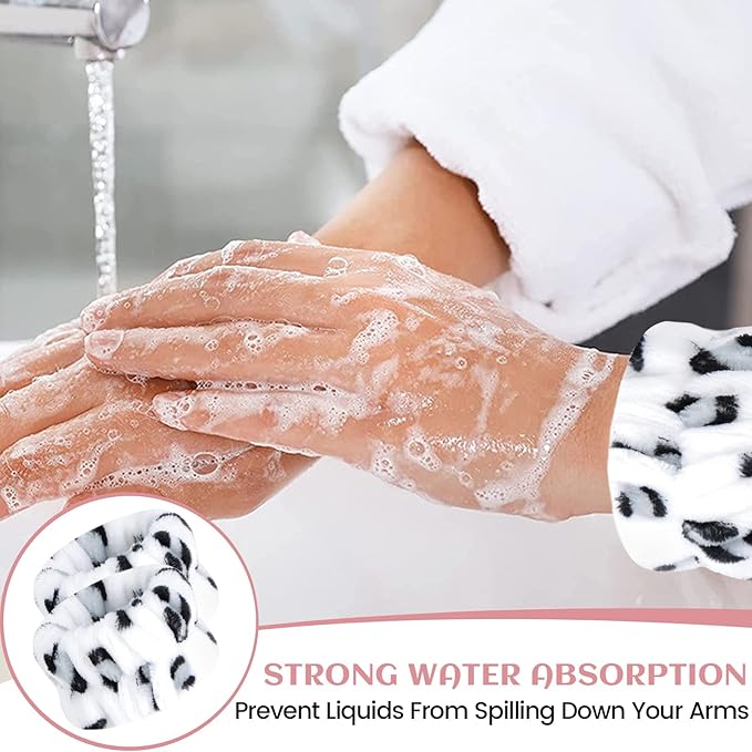 Wrist Towels for Washing Face, Women's Microfiber Spa Wash Towel Band, Absorbent Wrist Sweatband for Girls Prevent Water from Spilling Down Your Arms 6Pcs