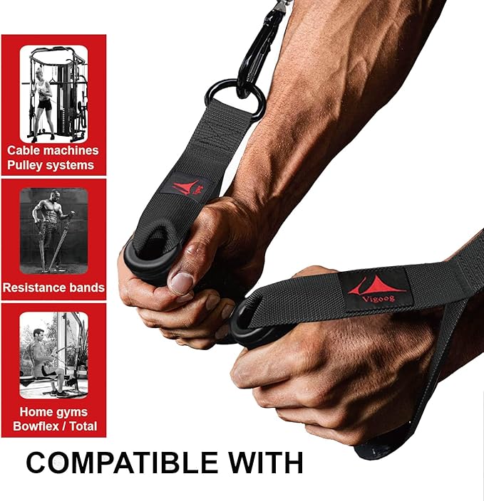 Heavy Duty Gym Exercise Handles Attachment for Cable Machine,Resistance Band,Pulley System Fitness Workout Equipment, with Elastic Rubber Grip
