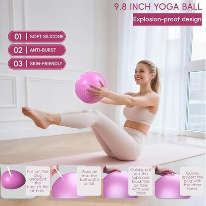 KABCON Pilates Equipment Essentials Set for Women at Home with Complete User Guide,13” Pilates Ring,9.8” Exercise Ball,Resistance Bands,Yoga Socks,Yoga Strap,13/14/16-Pcs Starter Workout Set