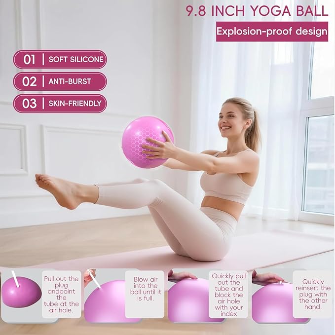 KABCON Pilates Equipment Essentials Set for Women at Home with Complete User Guide,13” Pilates Ring,9.8” Exercise Ball,Resistance Bands,Yoga Socks,Yoga Strap,13/14/16-Pcs Starter Workout Set