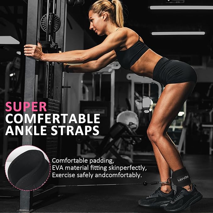 Ankle Straps for Cable Machines Kickbacks - Adjustable Comfort Ankle Cable Attachments for Gym Ankle Cuff Cable Machine Glute Kickback Straps - Leg Extensions, Curls & Ankle Cuffs Women
