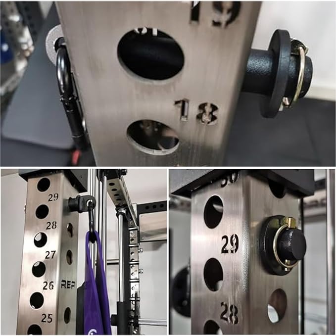 RSBFER Power Cage Squat Rack Accessories, Fits on 3" X 3" Tube Squat Rack with 1" Hole, Home Gym Fitness Equipment for Strength Training & Resistance Bands