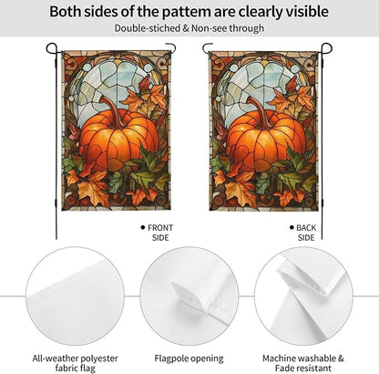 Pumpkin Fall Garden Flag 12x18 In Double Sided Yard Flags Lawn Sign Decor No Flagstand