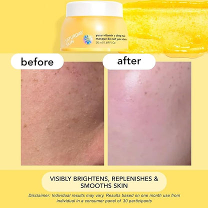 Saturday Skin Yuzu Vitamin C Sleep Mask Regenerist Retinol Ultra Rich Face Moisturizer Cream Smooth Skin and Reduce Wrinkles Ideal for All Skin Types