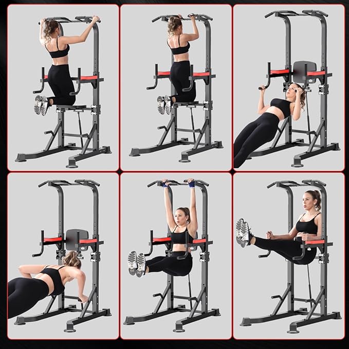 K KiNGKANG Power Tower Dip Station, Multi-Function Assistive Trainer Pull Up for Home Gym Muscle Building and Beginner Exercises,Load 450LBS