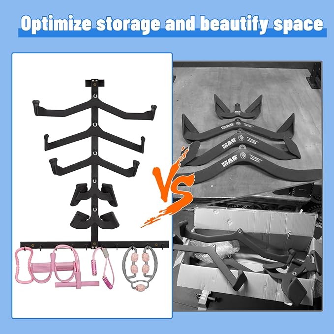 LAT Pulldown Attachments LAT Pull Down Bar Storage Rack for Mag Grip LAT Pulldown Machines Attachments Stand Cable Attachment Storage Rack for Home Gym and Gym Wall Storage