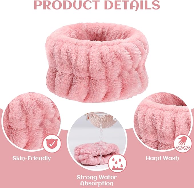 8 Pcs Wrist Bands for Washing Face, Microfiber Women's Wrist Towels for Washing Face Wristbands, Absorbent Wrist Sweatband Prevent Liquid from Spilling Down Your Arms