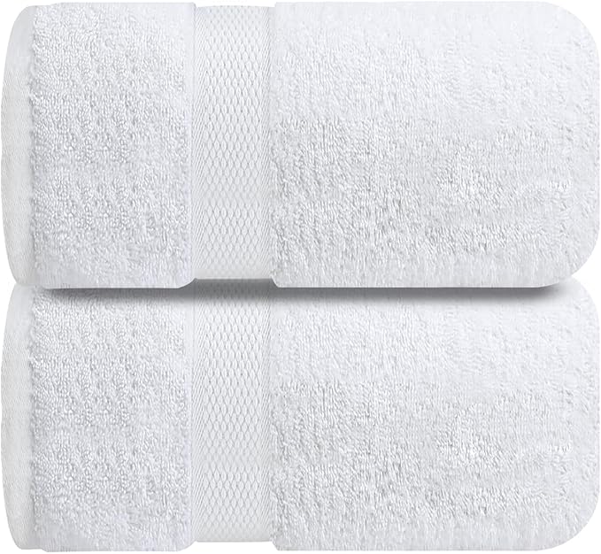 Infinitee Xclusives– Luxury Bath Sheets Towels – 2 Pack 600 GSM (35X70 Inches)– 100% Ring Spun Cotton Large Bath Towels for Bathroom (Brilliant White, Bath Sheet Pack of 2)