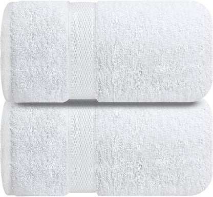 Infinitee Xclusives– Luxury Bath Sheets Towels – 2 Pack 600 GSM (35X70 Inches)– 100% Ring Spun Cotton Large Bath Towels for Bathroom (Brilliant White, Bath Sheet Pack of 2)