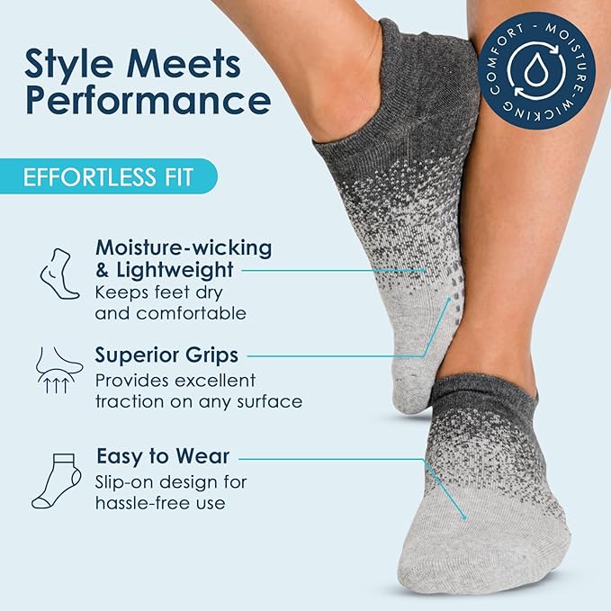 Tucketts Crew Closed Toes Non-Slip Grip Socks - Anti Skid Yoga, Barre, Pilates, Home & Leisure, Pedicure