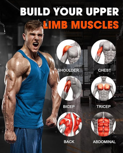 Pull Up Assistance Bands Set with Adjustable Resistance Band Bar, Heavy Duty Pull-Up Assist Band System for Chin Up, Strength Training, Home Gym Workout, Fabric Foot/Knee Rest Included