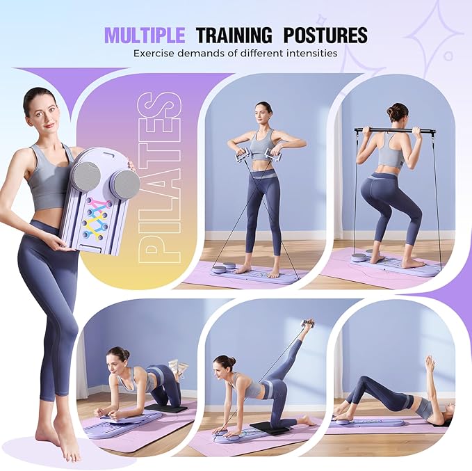 Pilates Reformer, Foldable Pilates Board, 7-in-1 Multi-Function Pilates Equipment, Home Pilates Set, Full Body Workout, Universal Portable Gym Equipment for Core Strength and Pilates Training