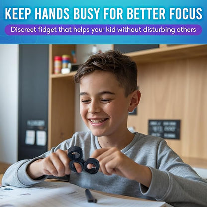 BunMo Magnetic Rings Black – Improved N45 Grade Magnets, BPA-Free, Compact & Quiet Fidget Toy for Adults & Teens, Portable Handheld Toy for Office, School, & Travel