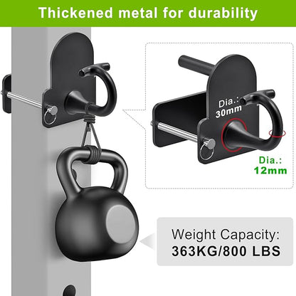 Kipika Power Cage Squat Rack Home Gym Accessories - Anchor for Resistance Bands Fits Rack with 5/8" or 1" Holes, Heavy Duty Hooks for Workouts, Strength Training, and Physical Therapy Exercise, 2 Pack